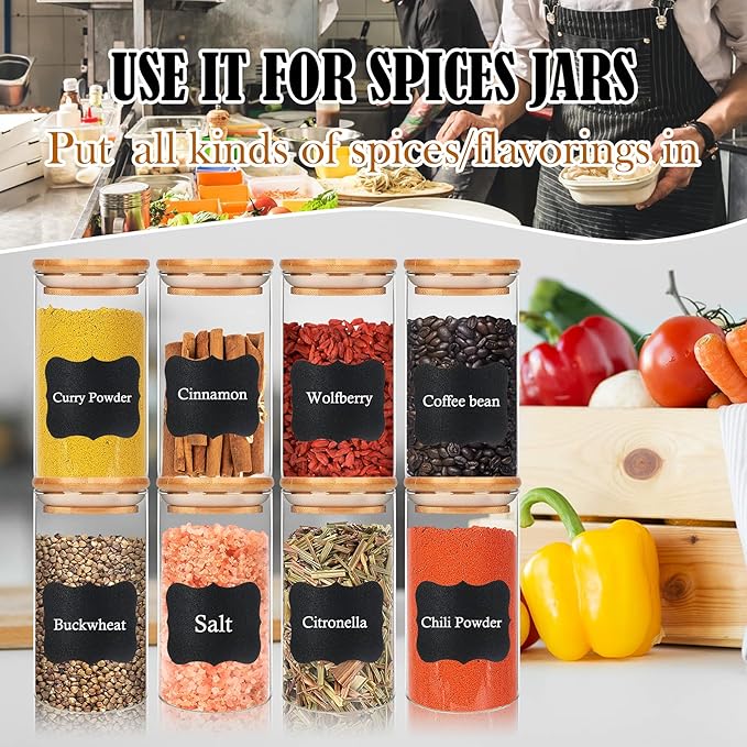 Glass Food Storage Containers Jars with Airtight Bamboo Lid 10 oz 15 pcs, 290 ml Pantry Organization Jar, Glass Terrarium with Lid, Spice, Flour and Sugar Container, Canister Set for Kitchen Counter