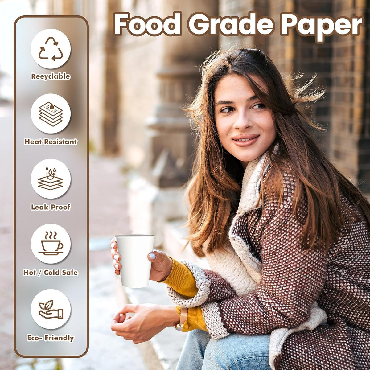 1000 Count 12 OZ Disposable Paper Cups, paper Coffee Cups, Leak-Proof, Extra-Thick，Perfect for Office Party Home Travel Businesses and Events.