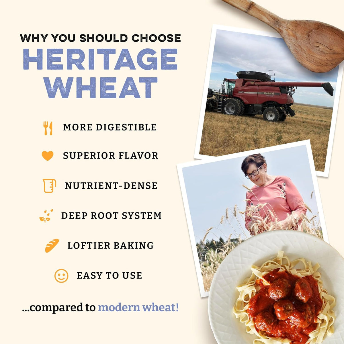 Sunrise Flour Mill USDA Organic Heritage Pasta Flour - 2 lbs | Milled from Hard Red Wheat | Easier to Digest with Less Bloating | No Bleaching or Bromating | Zero Additives
