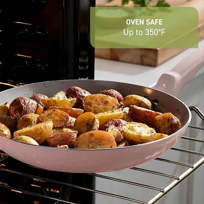 T-Fal Refresh Ceramic Nonstick Cookware Set, 12-Piece Ceramic Pots and Pans Set, Includes Stockpot, Griddle, Frying Pans, Utensils, Moon Grey
