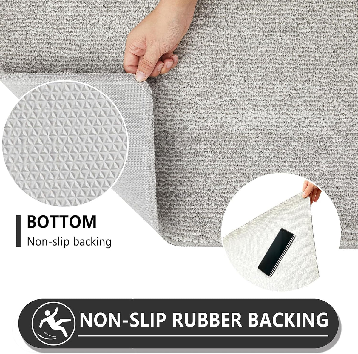 REFETONE Indoor Doormat, Front Door Mat 32"x40" Absorbent Rubber Backing Non Slip Back Door Mats, Washable Low-Profile Inside Floor Mat Door Rugs for Entryway, Resist Dirt Mud Mat for Dogs, Grey
