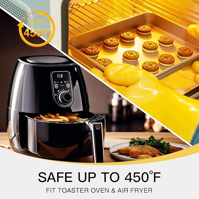 HONGBAKE Toaster Oven Pan Nonstick Set of 2, Premium 1/8 Sheet Pan for Baking, Small Cookie Sheet Tray, Dishwasher Safe and Heavy Duty - Rose Gold