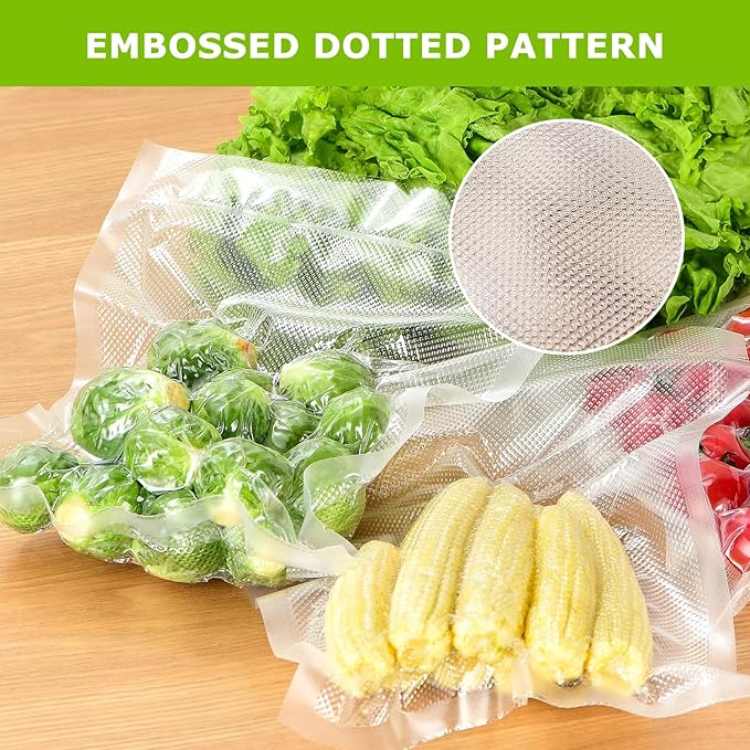 Bonsenkitchen Vacuum Sealer Bags,400 Quart 8" x 12" Precut Food Sealer Bags, Commercial Grade, BPA Free, Heavy Duty, Customized Size Vacuum Bags for Vac Storage, Meal Prep or Sous Vide Cooking, VB14