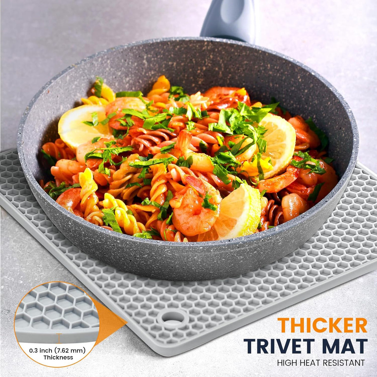 Silicone Trivet Mats 4 Heat Resistant Pot Holders Multipurpose Non-Slip Hot Pads for Kitchen Potholders, Drying mat, Jar Opener, Spoon Holder, Coaster(Nordic Grey)