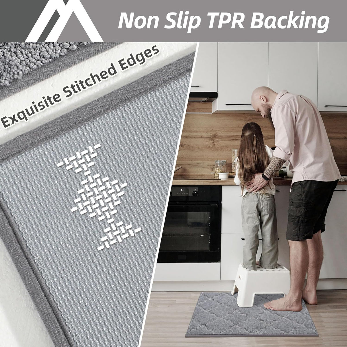 COSY HOMEER Kitchen Rugs Washable Non Slip Kitchen Mats for Floor Absorbent Kitchen Carpet 20" x 32" Soft Rugs for Kitchen,Sink Mat,Entrance,Area Rugs,Grey