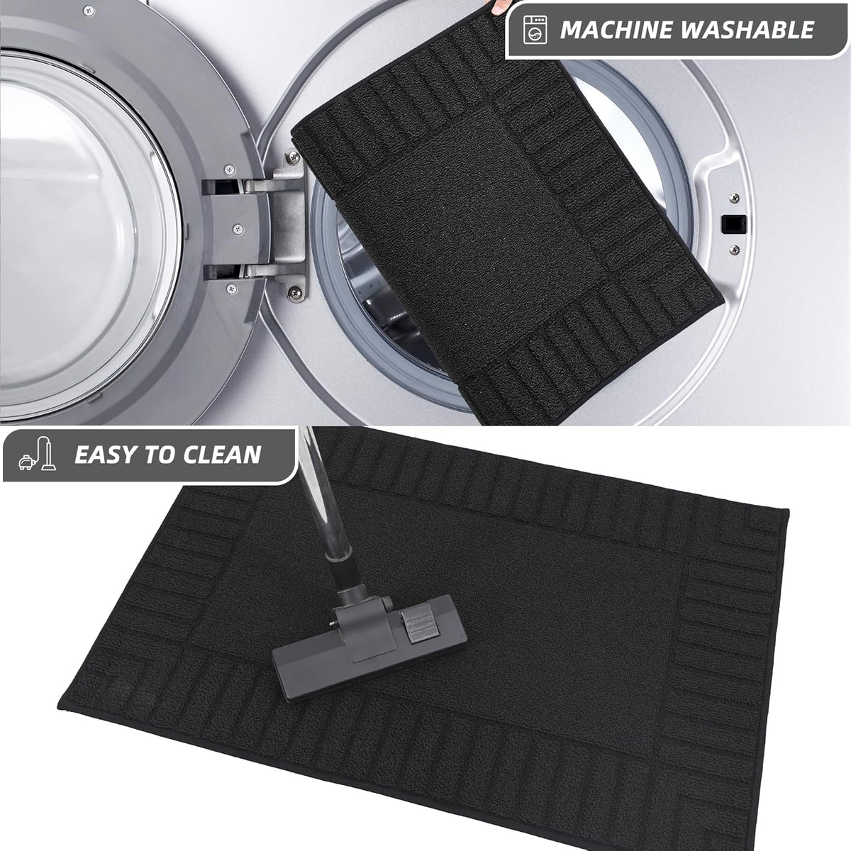 BEQHAUSE-Kitchen-Rugs-and-Mats Non Slip Kitchen Mats for Floor Absorbent Kitchen Rugs Machine Washable Kitchen Floor Mat,Black 20”x30”