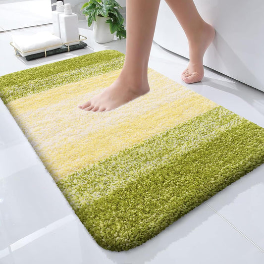OLANLY Bathroom Rugs Mat 24x16, Extra Soft Absorbent Microfiber Bath Rugs, Rubber Backing, Quick Dry, Machine Washable Bath Mats for Bathroom Floor, Tub and Shower, Home Decor Accessories, Olive Green