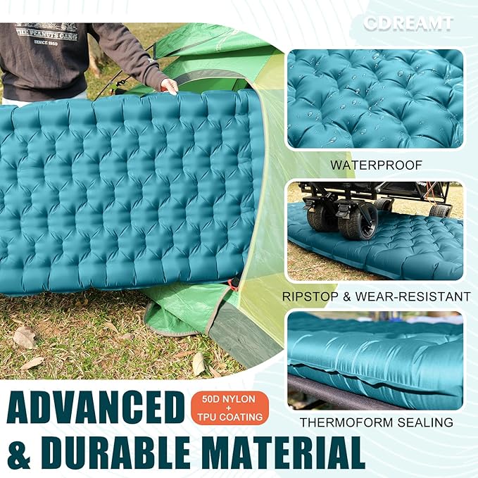 Inflatable Camping Sleeping Pad with Pillow, Extra Thickness 4 Inch Sleeping Mat with Built-in Pump, Compact & Ultralight Camping Air Mattress for Backpacking Hiking Tent Traveling