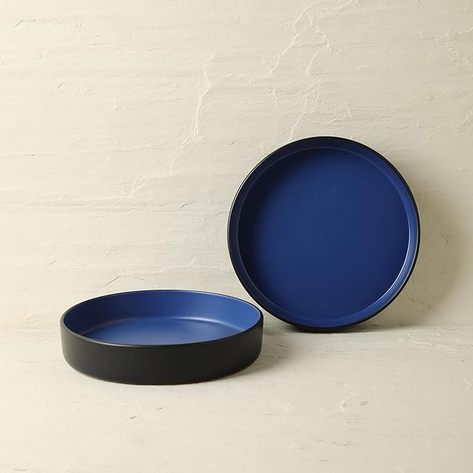 Stone Lain Albie Stoneware Bowl Set, 4-Piece Pasta Bowls for Kitchen, Ceramic Serving for Noodles, Fruit, Cereal, Dinner - Microwave & Dishwasher Safe, Black