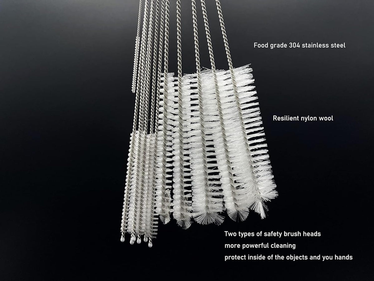 12 PCS Straw Cleaner Brush kit with 2mm-25mm /6.5-10 INCH for Tube and Pipe.Tumbler, Sippy Cup, Bottle with Straw,Hummingbird feeders and Drinking Straw, Brushes for Cleaning Tanks