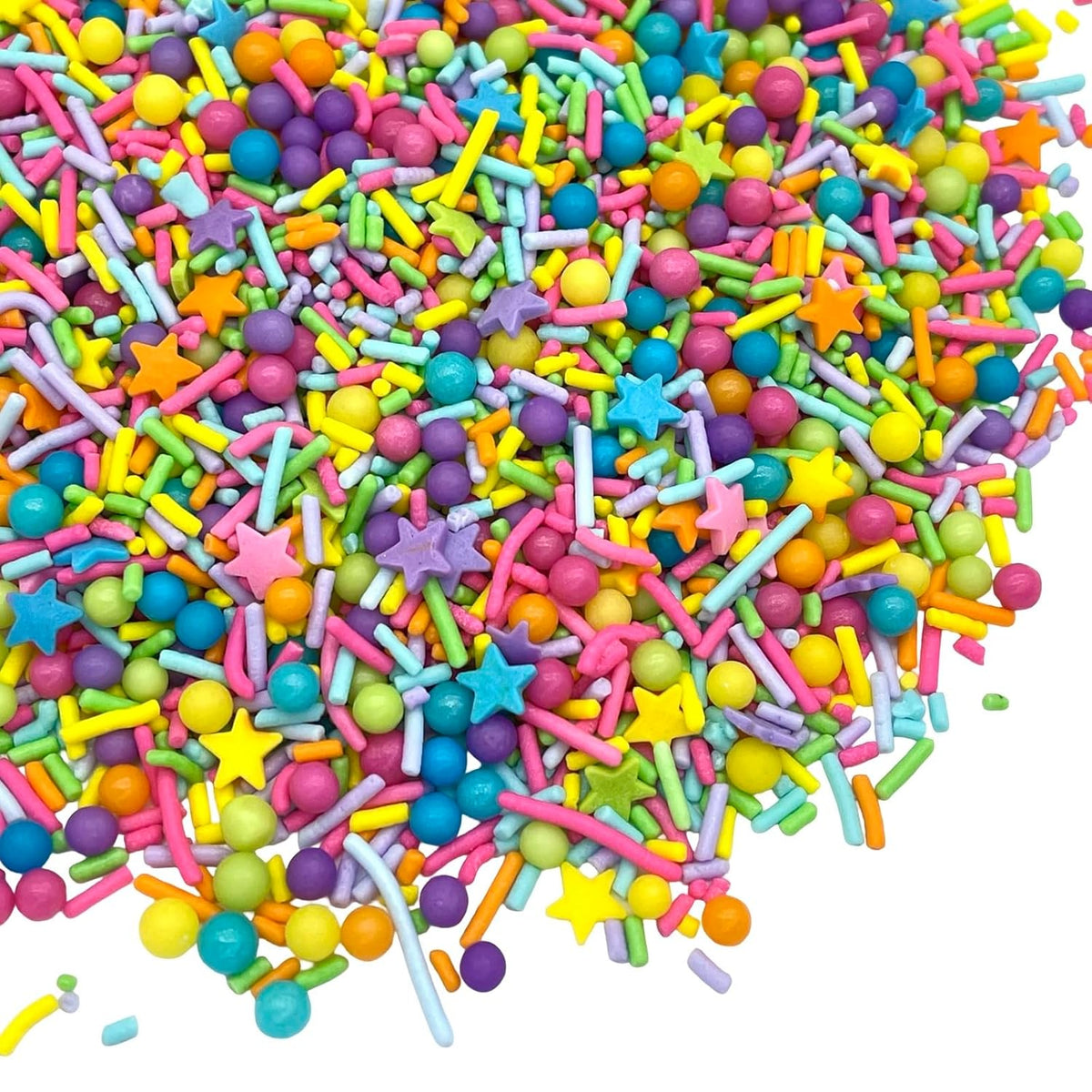 Manvscakes, pink sprinkles, valentines, cake sprinkles, gluten free, cookies, chocolate, fondant, princess topping, ice cream, edible, dessert decoration (Rainbow)