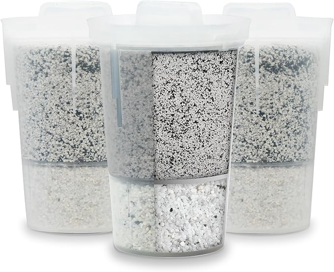Santevia MINA Alkaline Fluoride Water Filter Value Pack | 3-Pack At Home Water Pitcher Filter Adds Minerals and Makes Alkaline Water | Fluoride, Chlorine & Lead Filteration | American Filtration Media