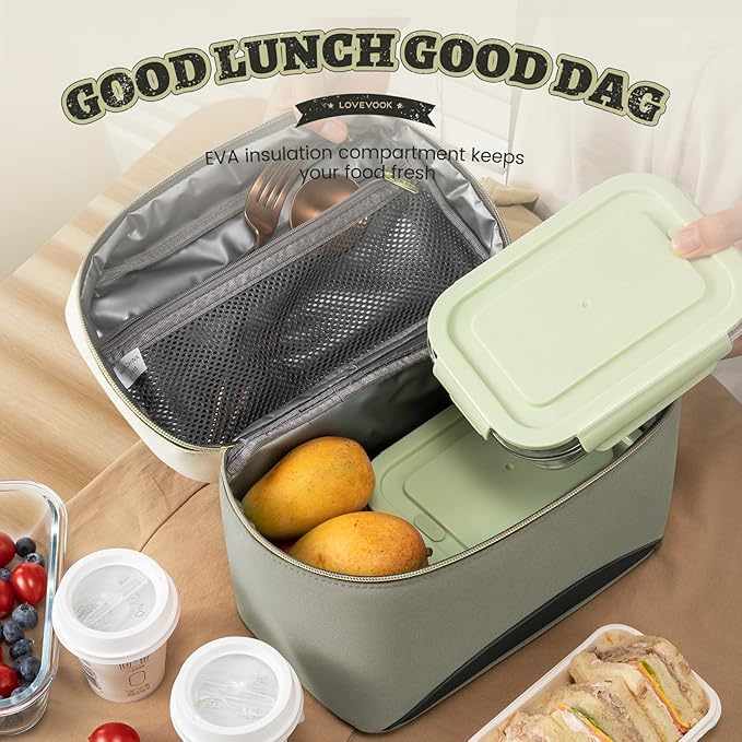 LOVEVOOK Lunch Box for Women,Adult Insulated Lunch Bag for Women,Leakproof Cooler Bag for Office Picnic Hiking Beach,Lunch Tote Bagwith Adjustable Shoulder Strap