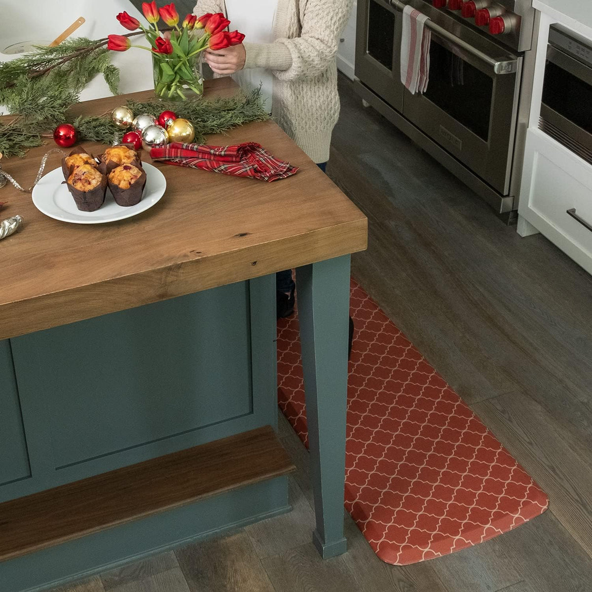GelPro Elite Premier Anti-Fatigue Kitchen Comfort Floor Mat, 20x48", Lattice Garnet Stain Resistant Surface with therapeutic gel and energy-return foam for health & wellness