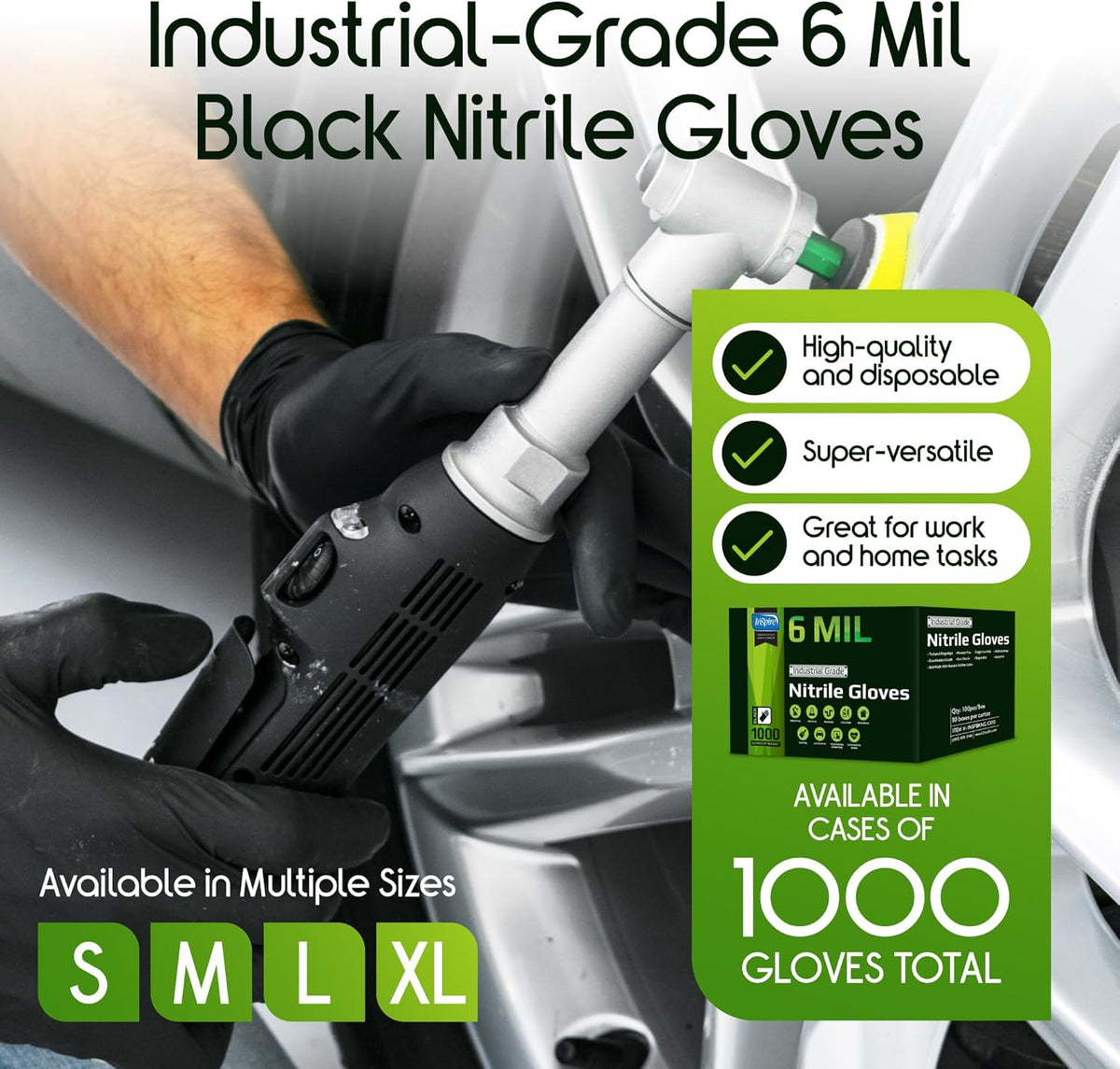Inspire HEAVY DUTY ORIGINAL Stretch Nitrile Black Gloves Disposable Latex Free | Food, Mechanic, 6mil Black or 8 Mil Orange
