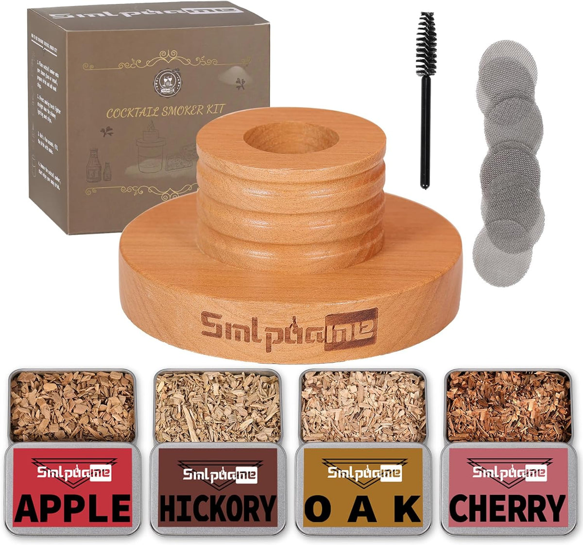 Cocktail Smoker Kit, Old Fashioned Smoker Kit for Bourbon Whiskey Drink, Smoker Infuser Kit with 4 Flavors Wood Chips, Birthday Father's Day Gifts for Husband, Men, Dad