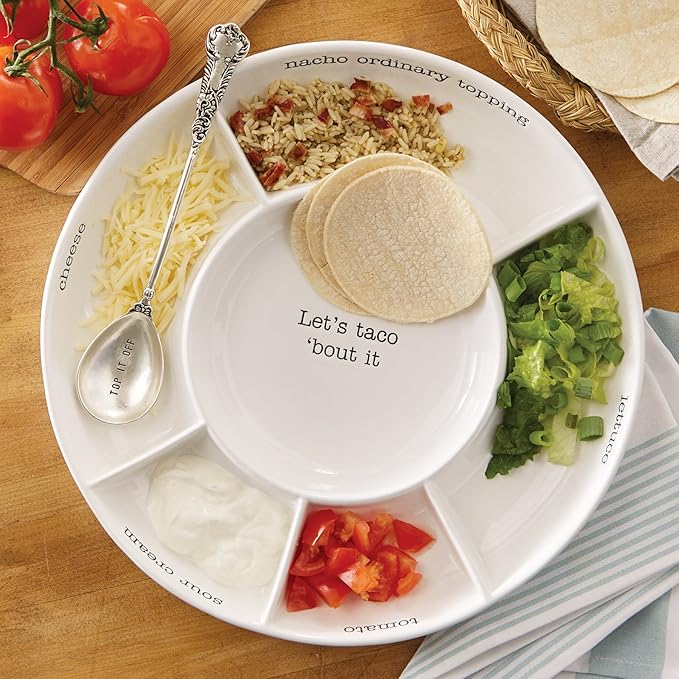 Mud Pie Taco bar Condiment Serving Platter, White