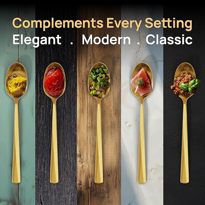 Home Haven Luxury Gold Silverware Set for 8, Heavy Duty Gold Flatware Set for 8, 18/10 Stainless Steel Cutlery Dishwasher Safe, Flatware for Special Occasions, Home & Restaurant Use (48 Pieces for 8)