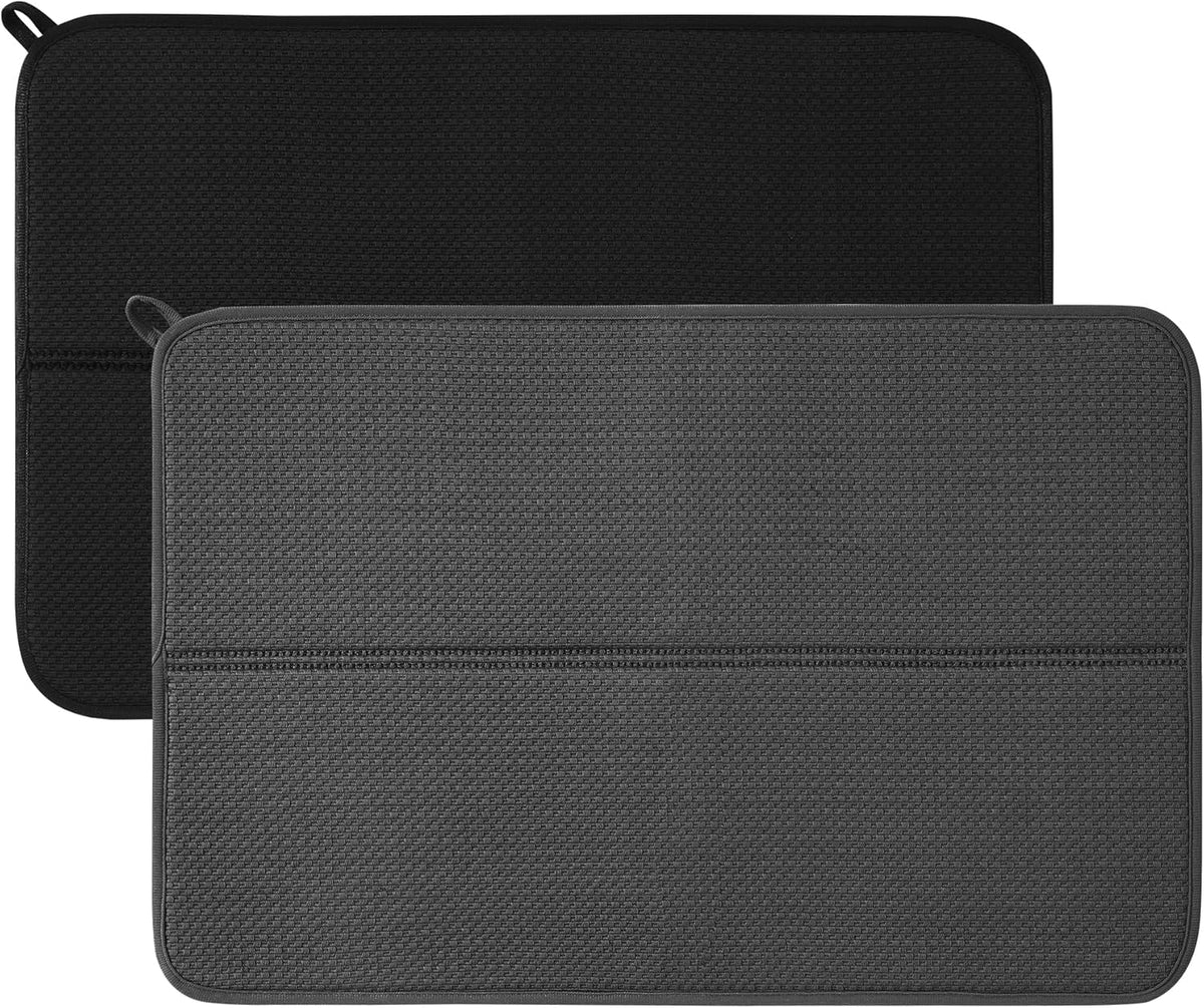2 Pack Dish Drying Mat for Kitchen Counter, Absorbent Microfiber Dishes Drainer Mats Large Size Dish Drying Pad for Countertop, Rack, Sink,16 x24 inches
