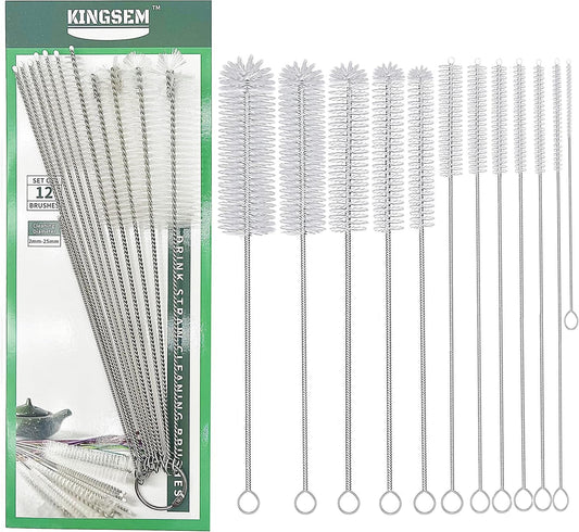 12 PCS Straw Cleaner Brush kit with 2mm-25mm /6.5-10 INCH for Tube and Pipe.Tumbler, Sippy Cup, Bottle with Straw,Hummingbird feeders and Drinking Straw, Brushes for Cleaning Tanks