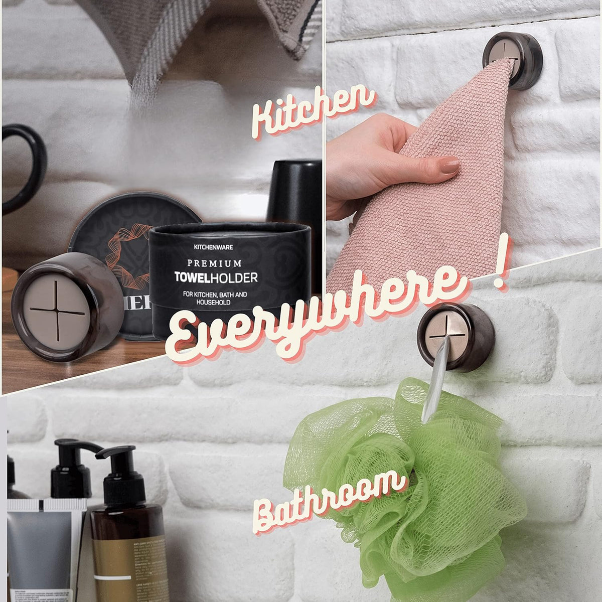 HEFA Eco-Friendly 8 Pack Ultimate Kitchen Towel Hooks - Enhance Space with Hand, Dish & Kitchen Towel Holders