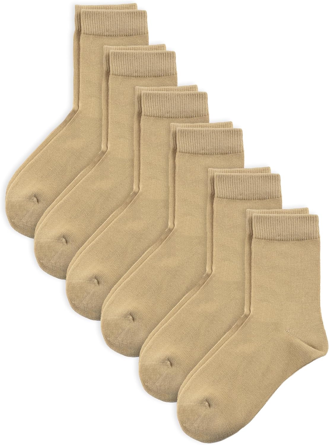 COTTON DAY Unisex Little Kids Youth Boys Girls Soft Cotton Crew Dress Socks Seamless Toe Black White Gray Navy 6 Pack