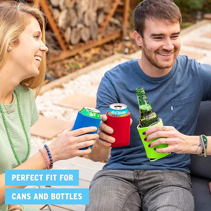 Blank Beer Can Coolers Sleeves (30-Pack) Soft Insulated Beer Can Coolies - HTV Friendly Plain Koolies in Bulk for Soda, Beer & Water Bottles - Coolie Blanks for Vinyl Projects & Wedding Favors