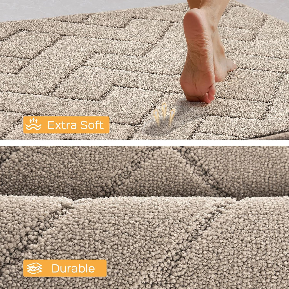Machine Washable Kitchen Rugs 24" x 70", Non-Slip Kitchen Runner Rugs Mats for Floor, Absorbent Comfort Standing Mats for Kitchen, Sink, Laundry and Hallway, Rolled Packaging, Taupe