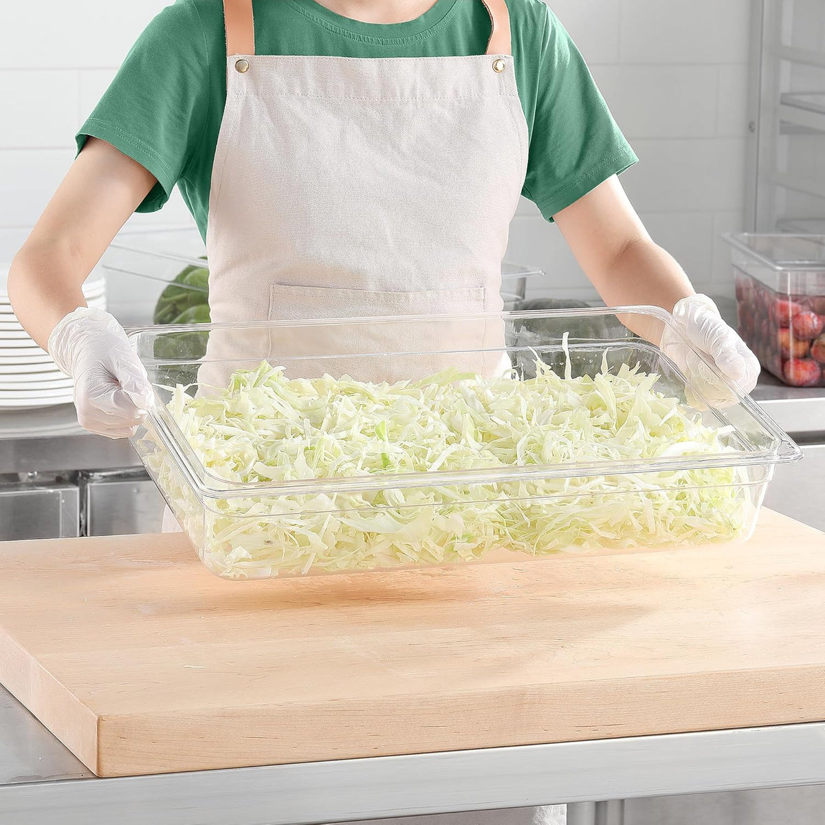 6-Pack 1/1 Size Food Pan 4 Inch Deep BPA Free Polycarbonate Food Storage Containers for Busy Kitchen Stackable Clear Hotel Pan for Buffet Party Supplies Dishwasher Safe