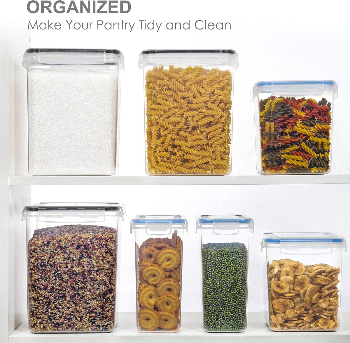 Large Food Storage Containers with Lids Airtight 5.2L /176Oz, for Flour, Sugar, Baking Supply, 3PCS BPA Free Plastic Canisters for Kitchen Pantry Organization