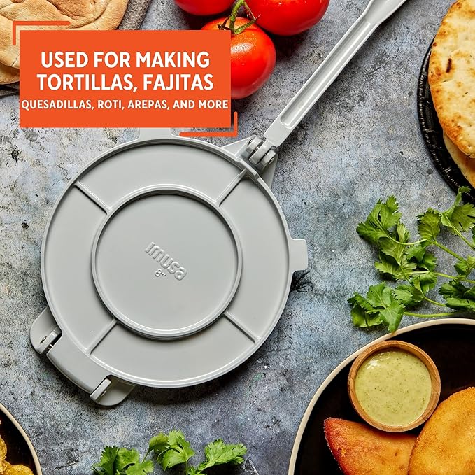 IMUSA USA Tortilla Press, 8 Inch, Silver