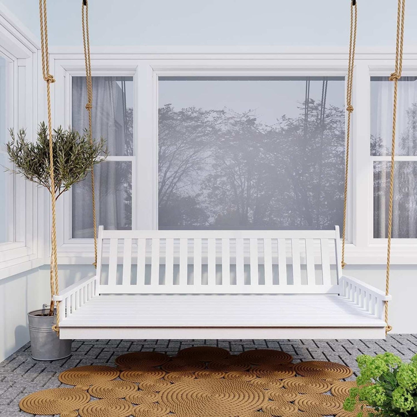 Keystone Amish Co. 4 Foot Franklin Porch Swing Bed with Ropes, Cedar Stain
