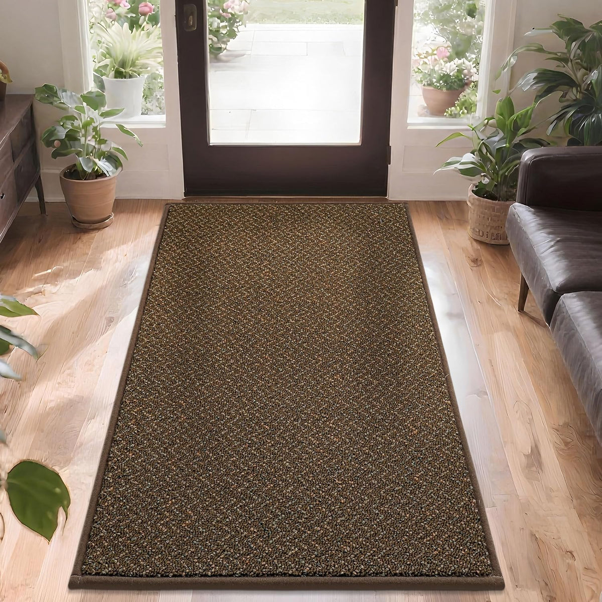 COSY HOMEER-Door-Mat 36"x60" Non Slip Absorbent Entryway Rugs Dirt Trapper Doormats Washable Entrance Mats Low Pile Welcome Floor Mat for Front Back Door and Entry Mats,Brown