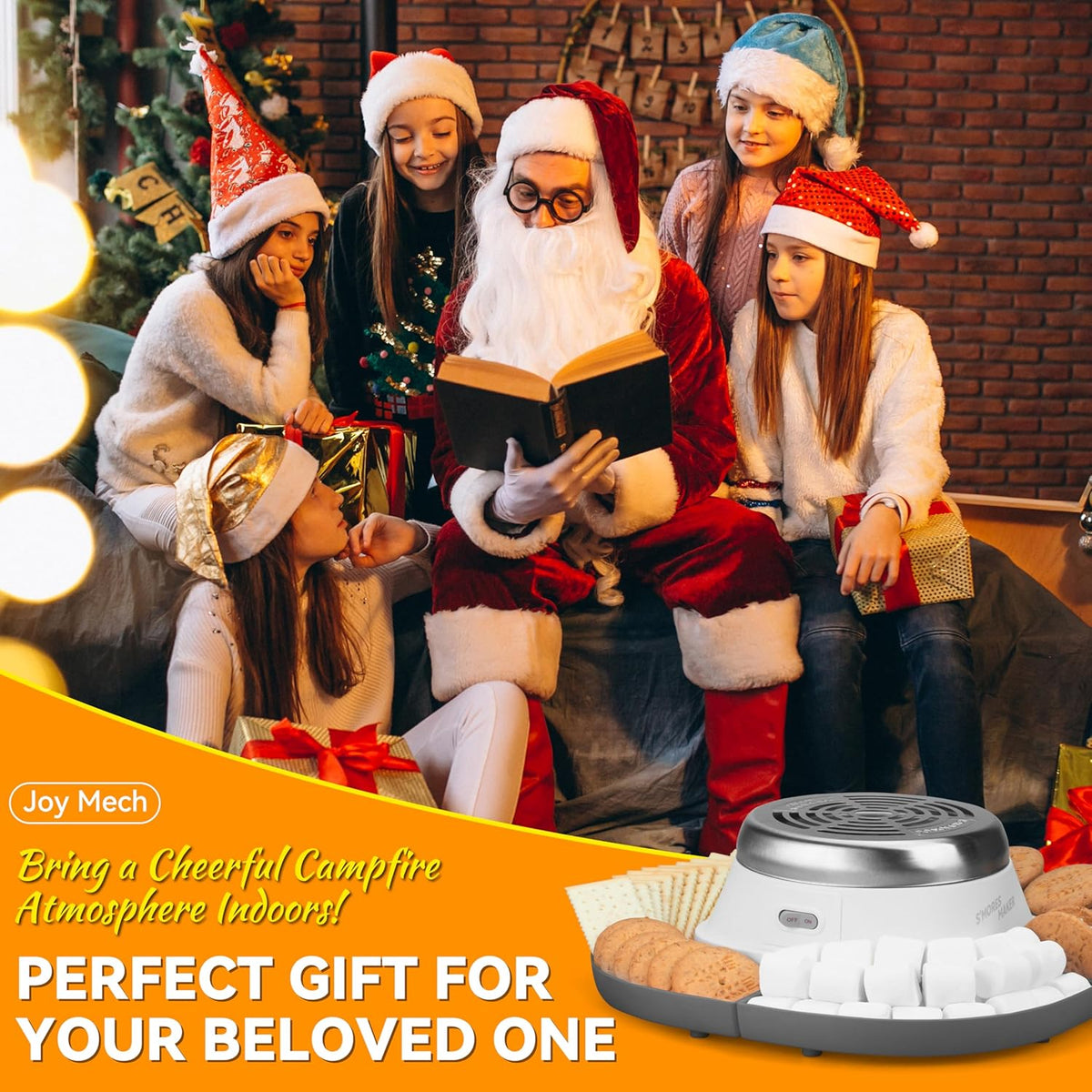 Smores Maker Tabletop Indoor Kit, Indoor Marshmallow Roaster, Flameless Electric S'mores Maker, Smores Maker with 4 Detachable Tray & Roasting Sticks, Gift for family & Date Night, Grey