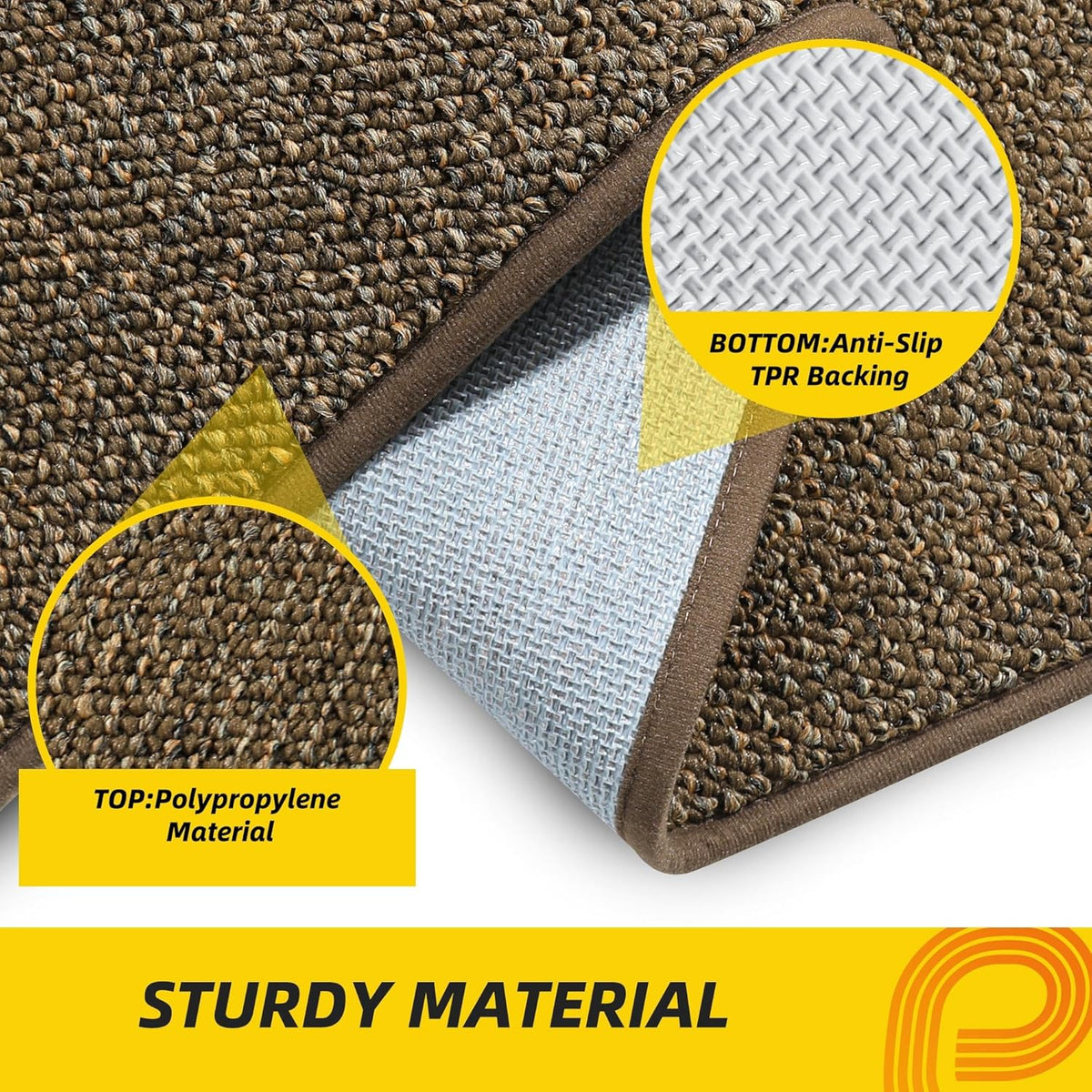 JSEI Dirt Trapper Door Mat 32"x48" Non-Slip Washable Entrance Mat, Dog Doormats, Absorbent & Fade-Resistant Floor Mats, Low Profile Welcome Mats for Entryway, Front Door, and Inside Entrance, Brown