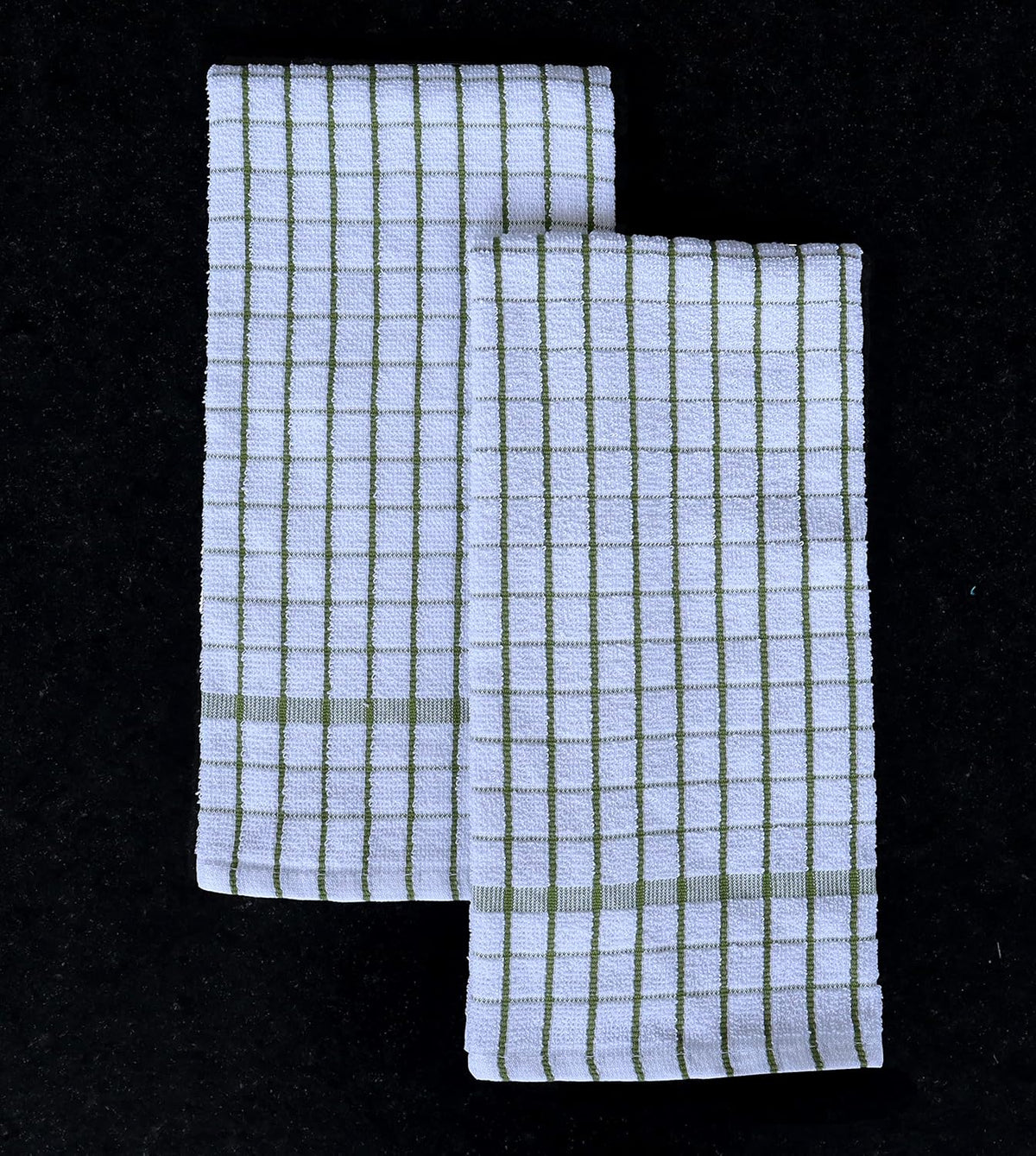 AMOUR INFINI Kitchen Towels Set of 4 - Highly Absorbent, Super Soft Terry Cotton 20x28 Inch Dish Towels with Hanging Loop - Hand & Tea Towels for Cleaning & Drying Dishes (Green)