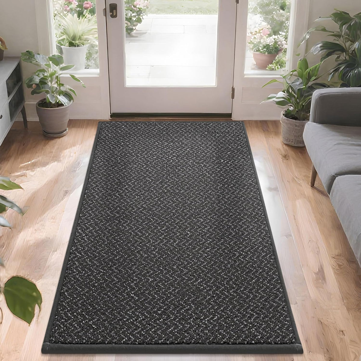 COSY HOMEER-Door-Mat 36"x60" Non Slip Absorbent Entryway Rugs Dirt Trapper Doormats Washable Entrance Mats Low Pile Welcome Floor Mat for Front Back Door and Entry Mats,Dark Grey