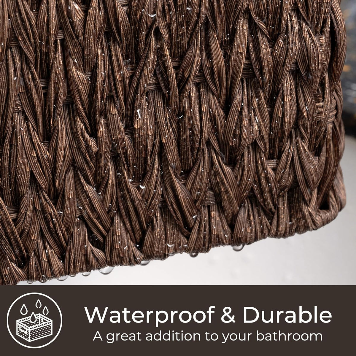 GRANNY SAYS Wicker Storage Baskets for Shelves, Waterproof Wicker Baskets for Organizing, Woven Basket for Shelves, Decorative Basket for Pantry, Brown