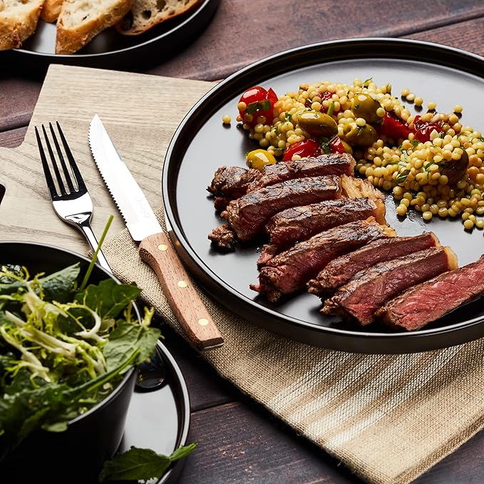 Stone Lain Celina Stoneware 32 Piece Dinnerware Set, Plates and Bowls, Black Matte Dish Collection, Service for 8 – Contemporary Minimalist Style, Microwave & Dishwasher Safe