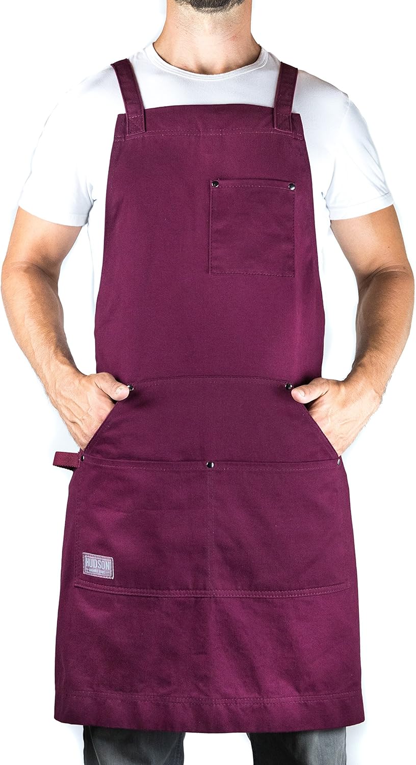 Hudson Durable Goods - Professional Grade Chef Apron for Kitchen, BBQ & Grill