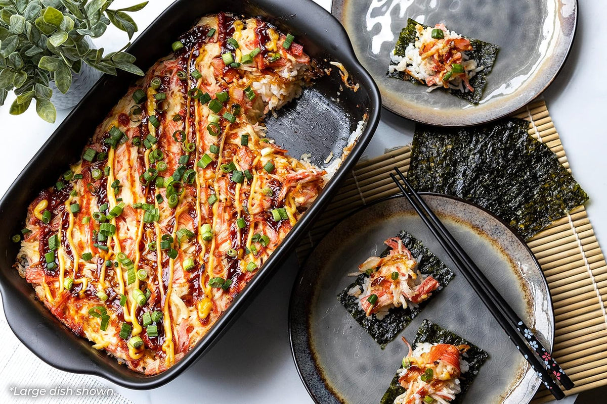 Saffron & Sage Casserole Dish Set of 3 - Baking Dishes for Oven, Contemporary Black Ceramic Baking Dish Set, Heavy Duty Bakeware, Up to 500° High Heat Resistant, Dishwasher, Freezer and Food Safe