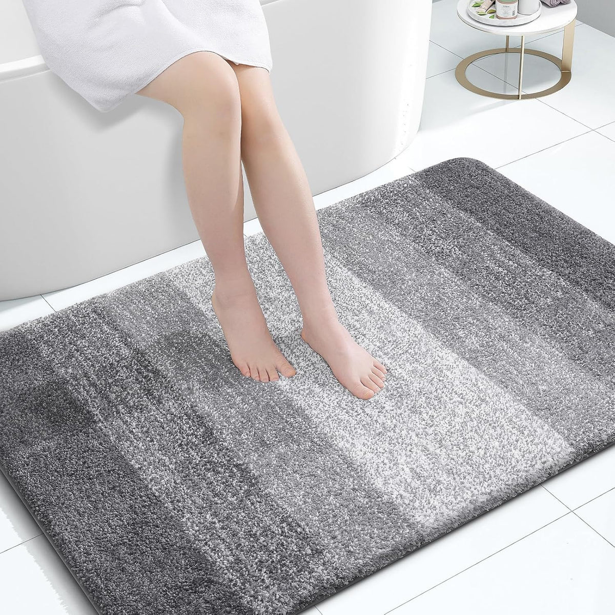 OLANLY Bathroom Rugs Mat 44x32, Extra Soft Absorbent Microfiber Bath Rugs, Rubber Backing, Quick Dry, Machine Washable Bath Mats for Bathroom Floor, Tub and Shower, Home Decor Accessories, Grey