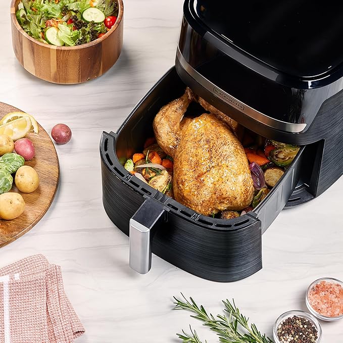 BLACK+DECKER Purifry 8QT Air Fryer, Crispy Deep Fried Taste without the Fat, Plus Bake, Dehydrate, and Keep Food Warm, Digital Touchscreen and Auto Shut-Off
