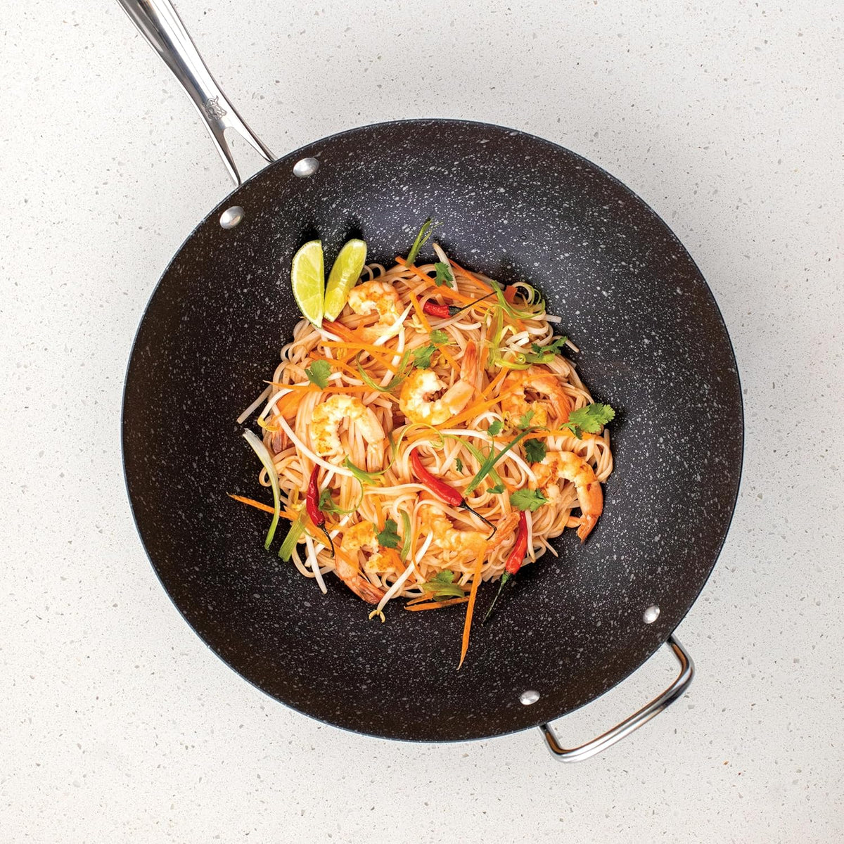 Nordic Ware Basalt Aluminized Steel Spun Wok, 14-Inch, Ceramic Coating