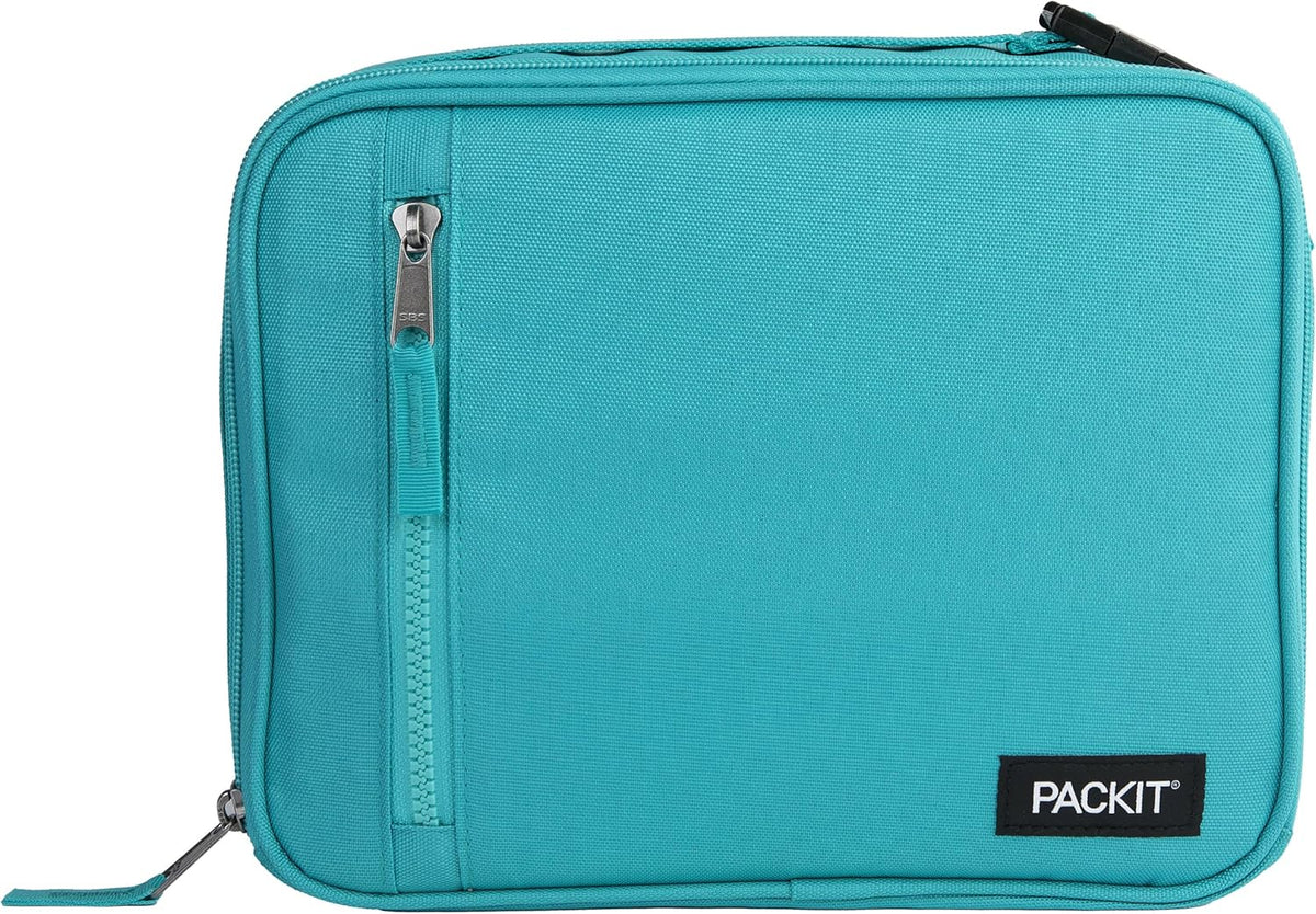 PackIt Freezable Classic Lunch Box, Teal, Built with ECOFREEZE Technology, Collapsible, Reusable, Zip Closure With Zip Front Pocket and Buckle Handle, Designed for Fresh Lunch On the Go