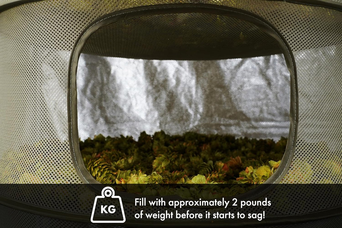 Grow1 3ft Drying Rack with Zipper Openings Collapsible Mesh Herb and Flower Hanging Dryer with Carrying Case for Secure Enclosed Drying