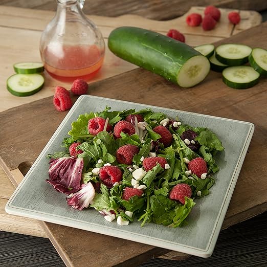 Carlisle FoodService Products Grove Reusable Plastic Plate Square Plate with Rim for Home and Restaurant, Melamine, 8.5 Inches, Smoke
