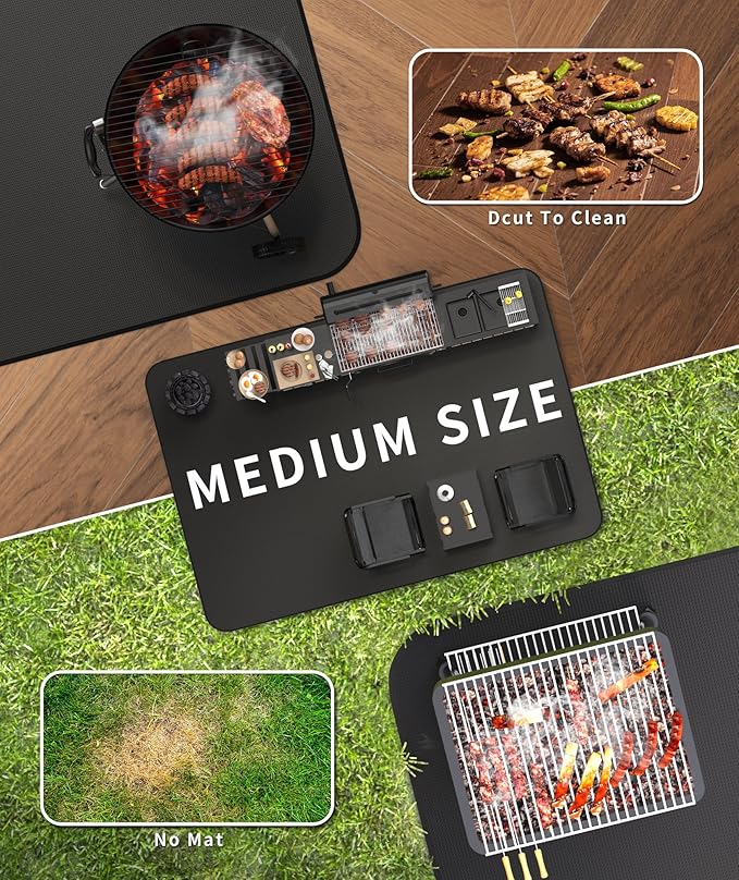 Large 76 * 52" BBQ mat for Under Grill,Double-Sided Silicone Grill mat for Outdoor Grill Deck Protector, Indoor Fireplace Mat/Fire Pit Mat (76 * 52")