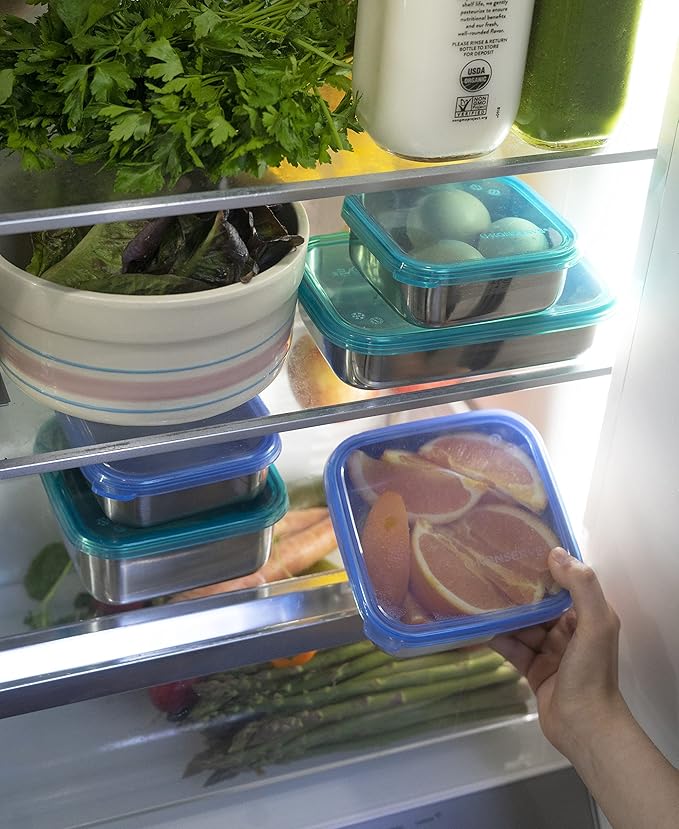 U Konserve Stainless Steel Food Storage Bento Box Container, Leak Proof Silicone Lid Dishwasher Safe - Plastic Free (15oz Teal)