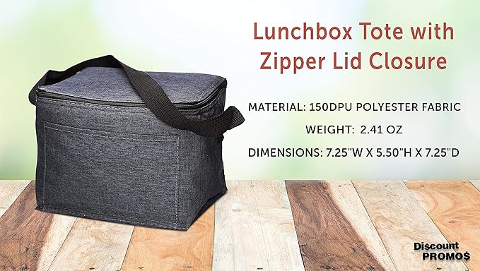 Insulated Cooler Lunch Bag Set of 10, Bulk Pack - Perfect for Work, Travel, Outdoor Events - Black